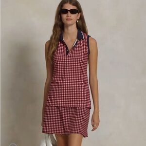 RLX Ralph Lauren Gingham Performance Sleeveless Polo Shirt and Skort Set